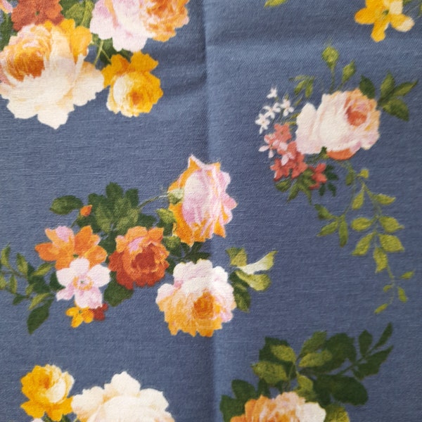 Decorative fabric 50 x 140 0.50 x 1.40 rose on blue