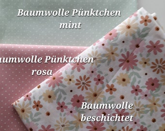 Mixpaket Baumwolle beschichtet  + Baumwolle Pünktchen 2 x  50 x 140 cm