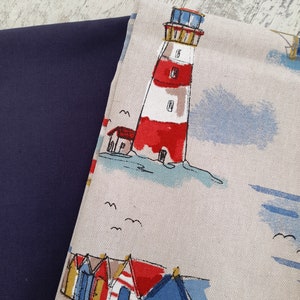 Fabric package, bag fabric x 50 x 140 canvas maritime + uni dark blue