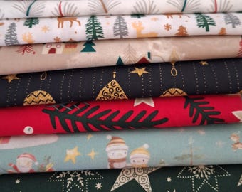 Fabric bundle/remnant bundle: 500 grams of Christmas fabrics, cotton fabrics (approx. 2.50 m of fabric).