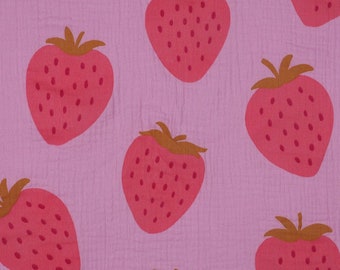 Oeko-Tex Double Gauze Strawberrx 50 x 135 cm in 3 kleuren