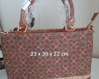 Natural cork tote bag for women 23 x 30 x 12 cm handle 15 cm high