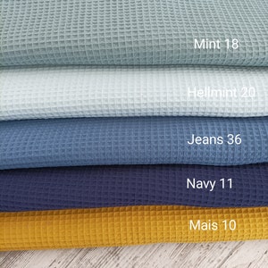 Oeko-Tex waffle pique 50 x 150 cm in many colors
