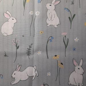 Oeko-Tex Canvas Decorative Fabric Linen Look 50 x 140 cm Rabbits Easter Bunnies