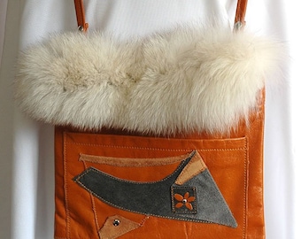 Leather and fur purse / Sacoche en cuir et fourrure