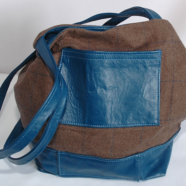 Leather and tartan shoulder bag