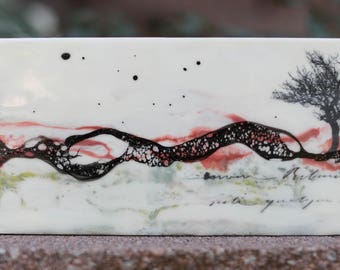 Spirit Tree (2) 12" x 5" Original Encaustic Painting