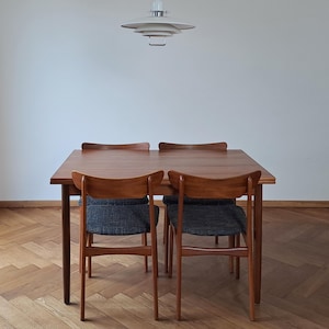 4 Schonning & Elgaard Danish teak chairs + teak table, Vintage Chairs Dining Chairs, Top design, Teak wood, Denmark, Vintage, teak set