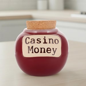 Casino Money Piggy Bank: Ceramic Coin Bank, Gambling Gift