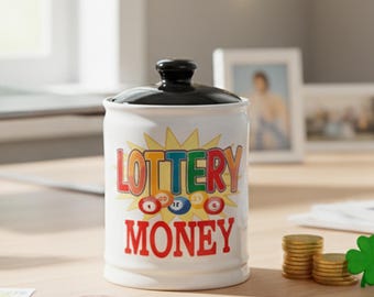 Lottery Money Piggy Bank: Ceramic Lotto Ticket Jar