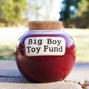 Cottage Creek Big Boy Toy Fund Piggy Bank for Adults, Best Gifts for Men, Dad Gifts, Candy Jar, Car, Boat, Dirt Bike, Motorcycle Money Bank