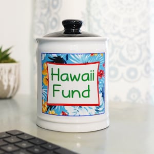 Hawaii Fund Piggy Bank: Tropical Ceramic Candy Jar