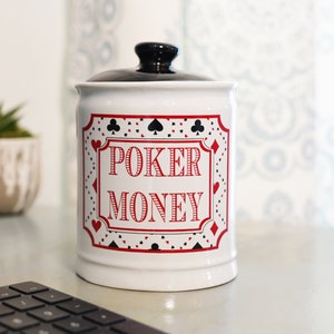 Poker Money Piggy Bank: Ceramic Poker Chip Holder, Gambling Gift