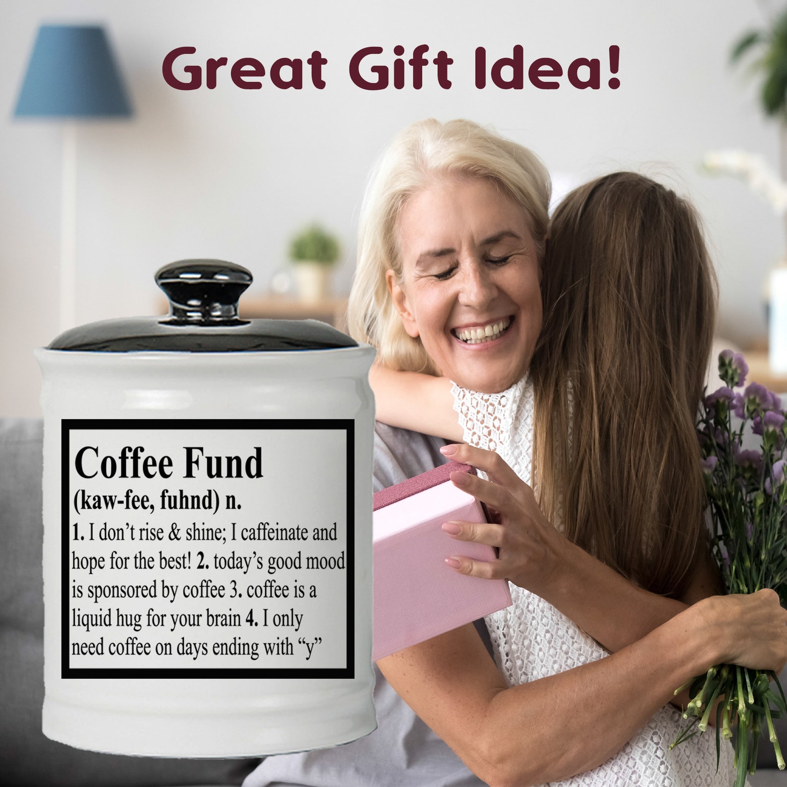 Piggy Bank Coffee Fund Jar Round Ceramic Coin Bank With Black Etsy