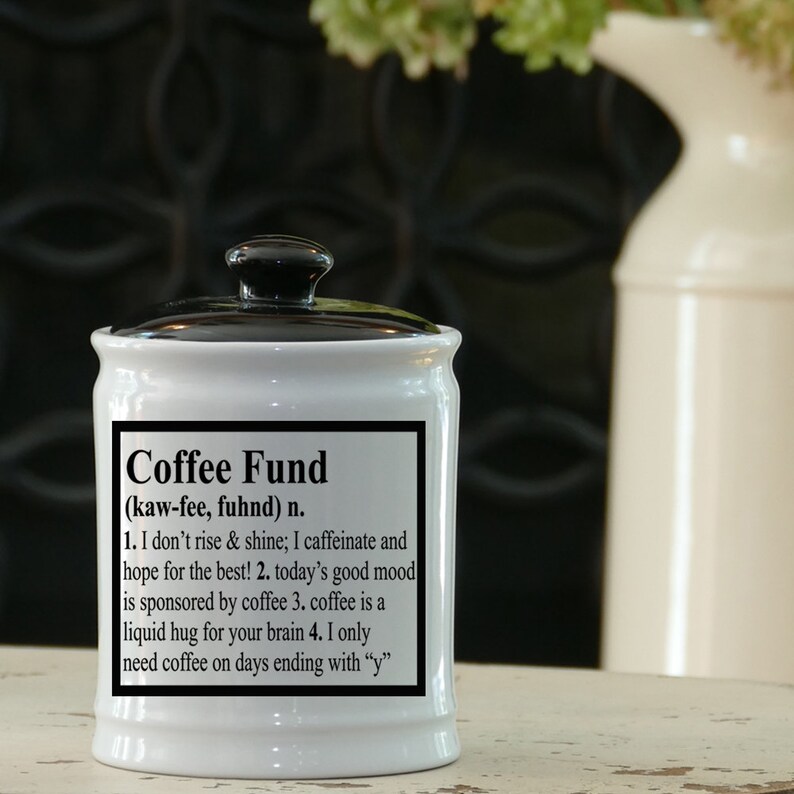 Piggy Bank Coffee Fund Jar Round Ceramic Coin Bank With Black Etsy