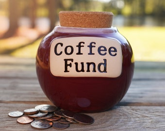 Cottage Creek Coffee Fund Jar Coffee Piggy Bank Money Jar Candy Jar Coffee Gifts