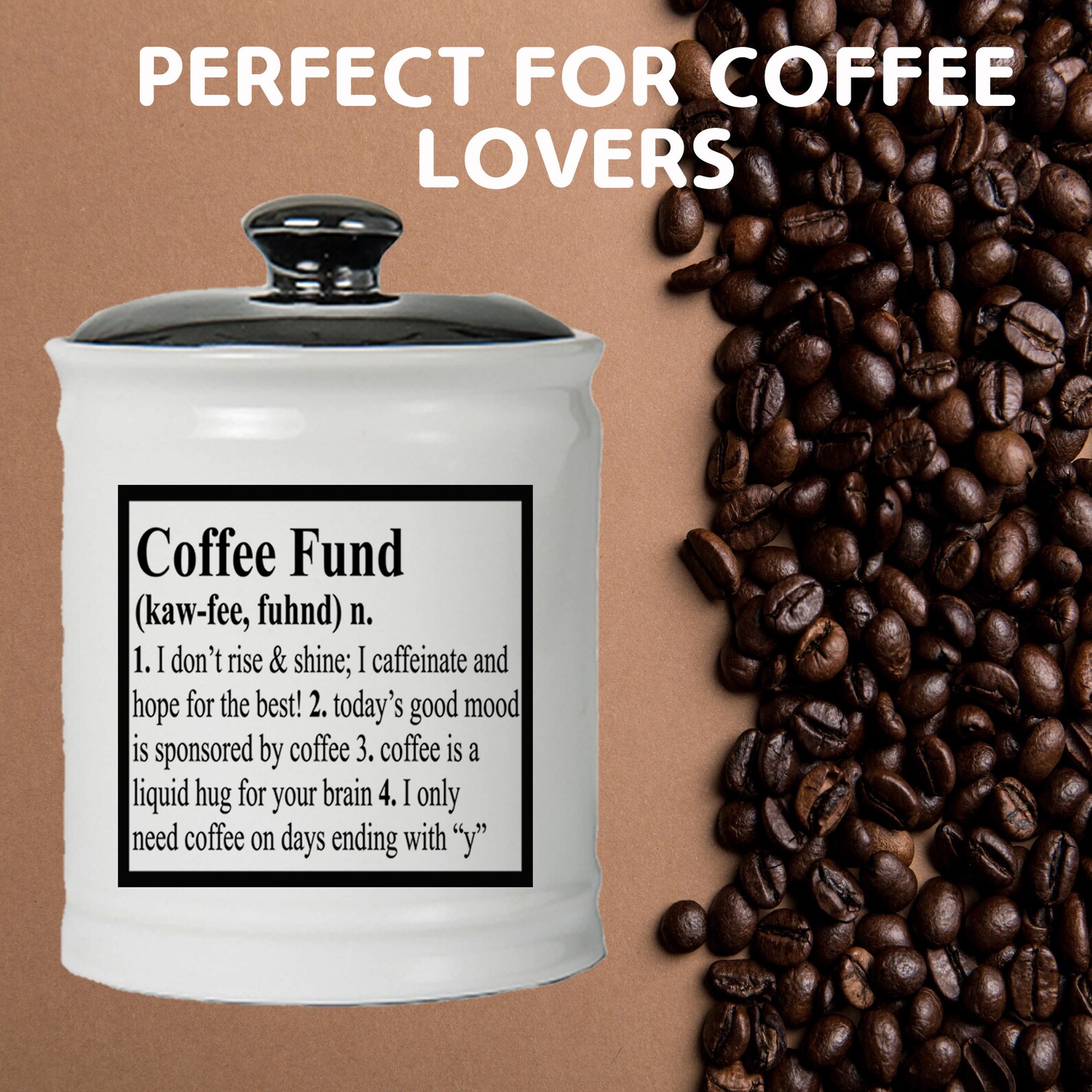 Piggy Bank Coffee Fund Jar Round Ceramic Coin Bank With Black Etsy