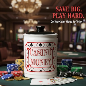 Casino Money Piggy Bank: Ceramic Gambling Gift Jar image 10