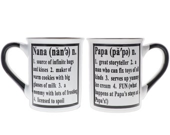 Nana & Papa Coffee Mug Set: Grandparent Gift, 16oz Ceramic Mugs