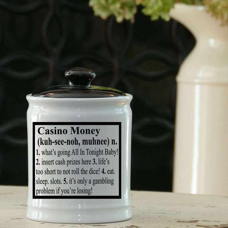 Piggy Bank Casino Money Jar Round Ceramic Coin Bank with Black Etsy