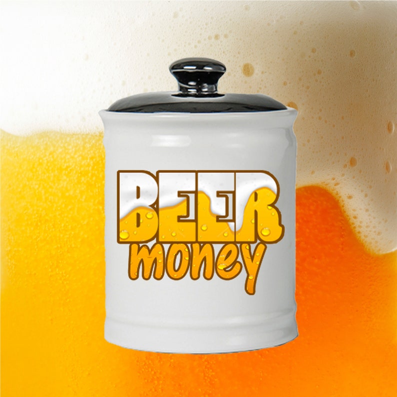 Piggy Bank Beer Gift Beer Money Ceramic Jar With Lid Beer Etsy