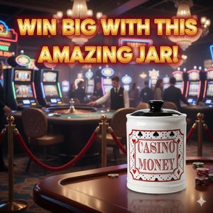 Casino Money Piggy Bank: Ceramic Gambling Gift Jar image 2