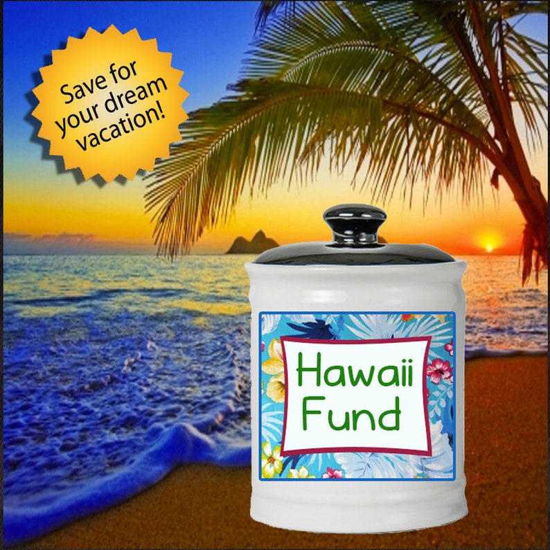 Hawaii Fund White Ceramic Jar With Lid Hawaii Gifts Candy Jar Etsy