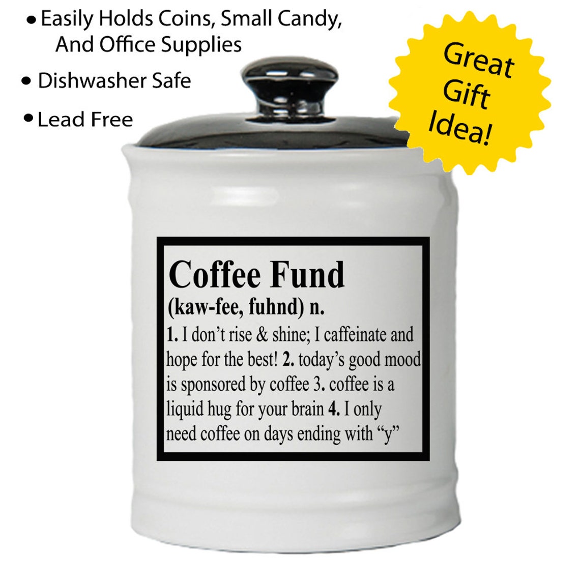Piggy Bank Coffee Fund Jar Round Ceramic Coin Bank With Black Etsy