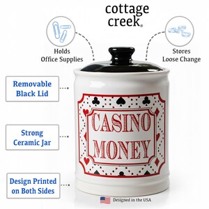 Casino Money Piggy Bank: Ceramic Gambling Gift Jar image 3