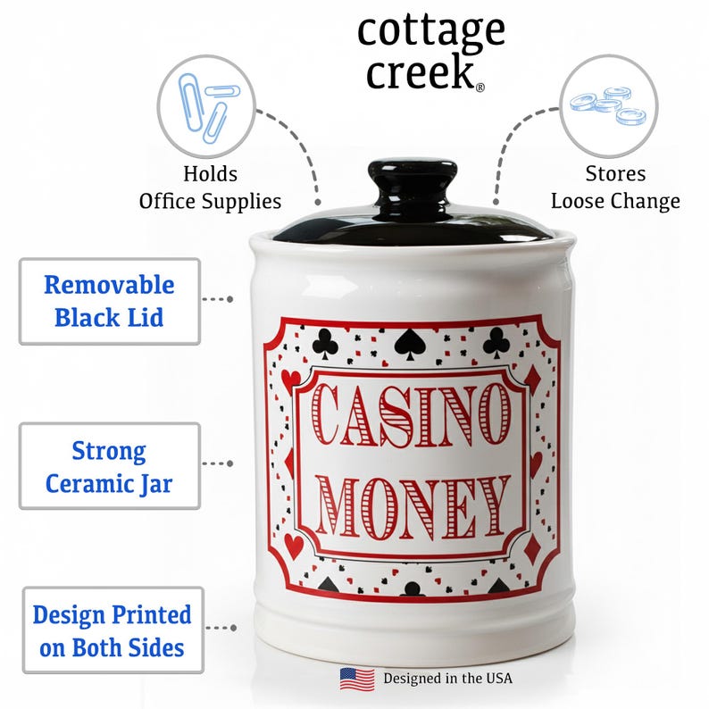 Casino Money Piggy Bank: Ceramic Gambling Gift Jar image 3