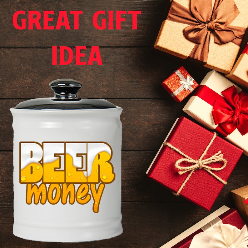 Piggy Bank Beer Gift Beer Money Ceramic Jar With Lid Beer Etsy