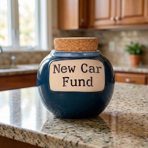 New Car Fund Jar: Ceramic Piggy Bank, Car Lover Gift