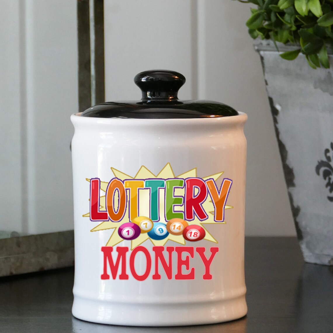Piggy Bank Lottery Money Jar With Black Lid Lottery Gifts Etsy