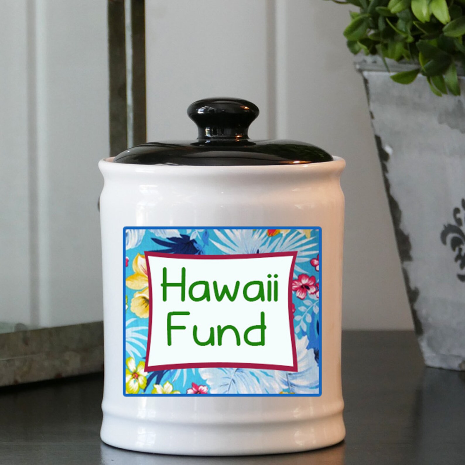 Hawaii Fund White Ceramic Jar With Lid Hawaii Gifts Candy Jar Etsy