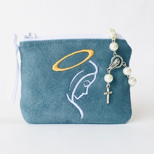 Personalized rosary pouch, SLATE COLOR pouch, Monogrammed rosary pouch, Rosary case, First Communion gift, Confirmation Gift