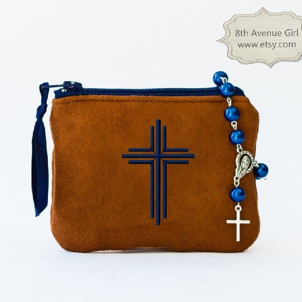 Boys'/Men's Personalized rosary pouch, Monogrammed rosary pouch, Rosary case, Baptism gift, First Communion gift, Confirmation Gift