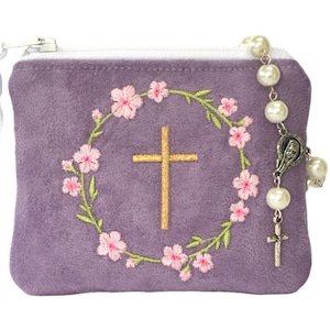 Girl&#39;s rosary pouch, Personalized rosary pouch, Rosary case, First Communion gift, Confirmation Gift, LAVENDER rosary pouch