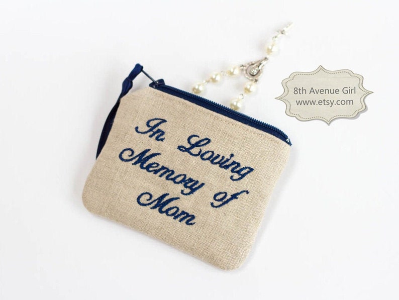 Monogrammed rosary pouch Personalized rosary pouch In Memoriam gift Rosary case