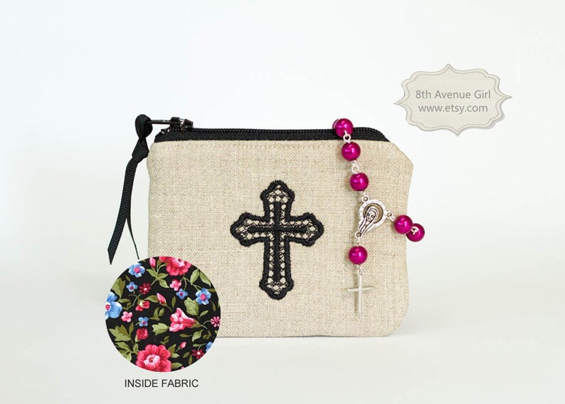 Personalized rosary pouch Monogrammed rosary pouch Rosary Etsy