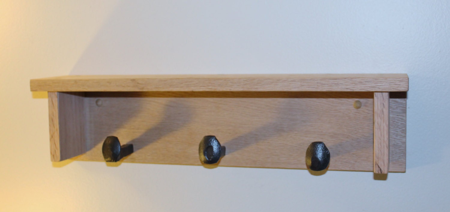 Railroad Spike Shelf, Coat Rack with 3 Hooks, Multiple Finishes Available