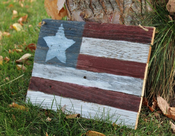 Rustic American Flag Made Of Old Barn Wood Etsy