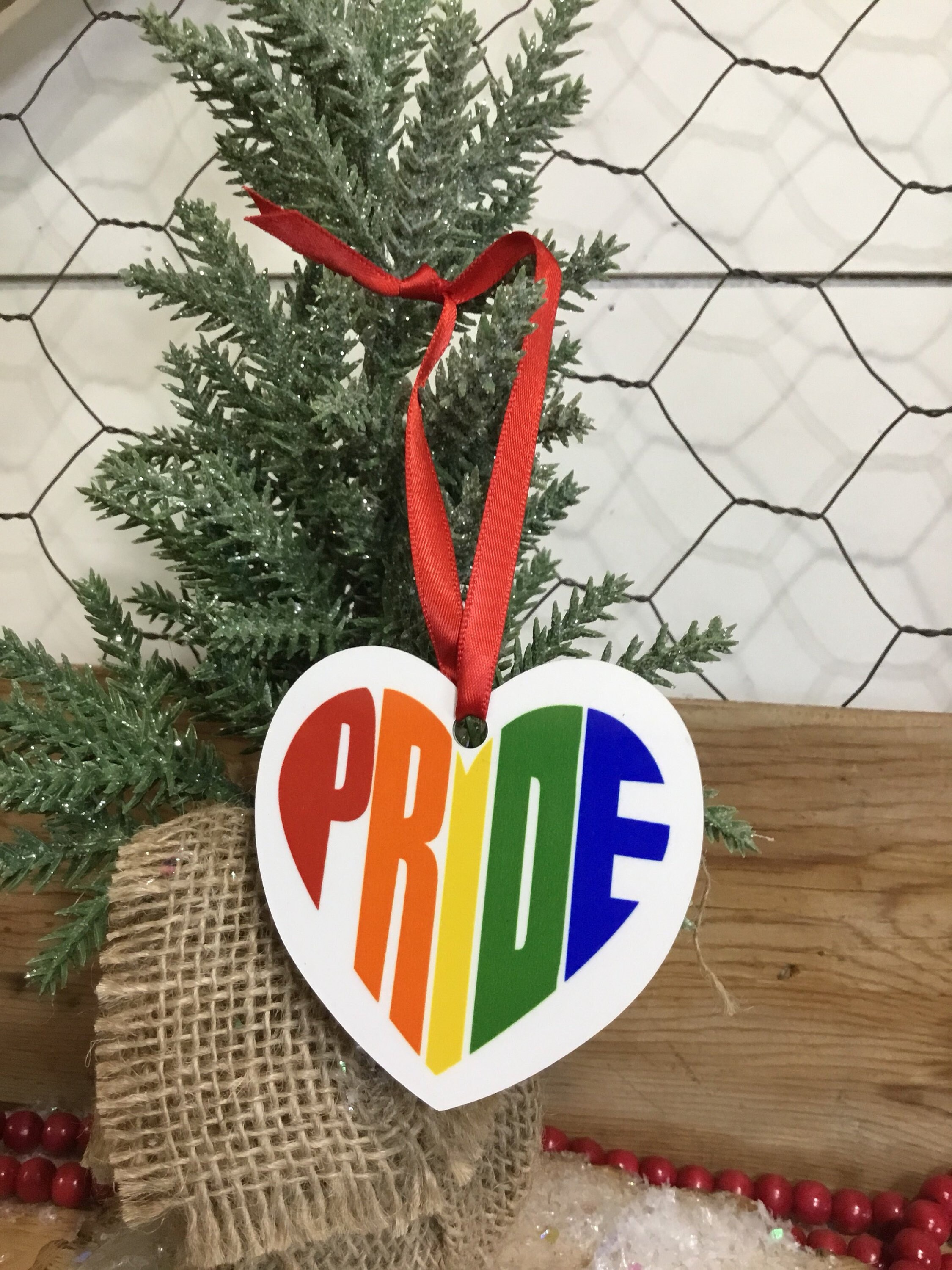 Pride Rainbow Christmas Ornament Pride Heart Ornament Gift Etsy