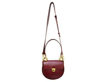 Handmade Burgundy Leather Shoulder Bag, Made in London