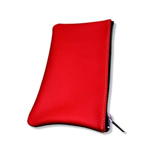 Red leather zip pouch /Leather zip pouch/pouch/handcrafted zip pouch /red colour zip pouch /handcrafted pouch /handmade/madeinlondon/