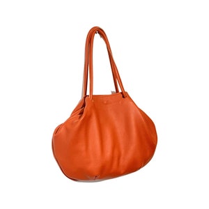 Orange Tote  Leather Bag/Leather Bag/Handmade leather bag/shoulder bag /orange leather bag /handcrafted in london /leather craft