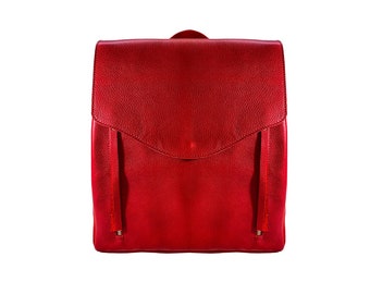 leather backpack red hand made in london,red bagpack ,handmade bag pack made in london,women bagpack red