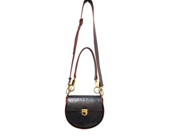 Handmade Black Leather Shoulder Bag, Made in London UK