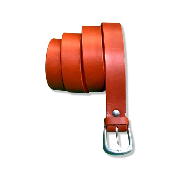 Handmade Red Italian Leather Belt, Unisex 3cm - Etsy display picture 1