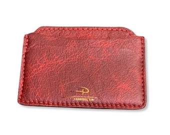 Red distressed cardholder/Leather Cardholders /cardholder /slim cardholder /red distressed /handcrafted cardholder/handmade/madeinlondon/