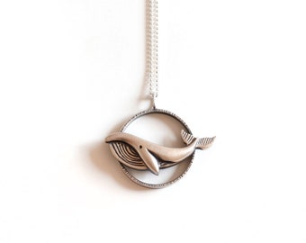 Sterling Silver Whale Necklace • Statement Ocean Jewelry • Sea